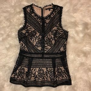 Lace black and nude top